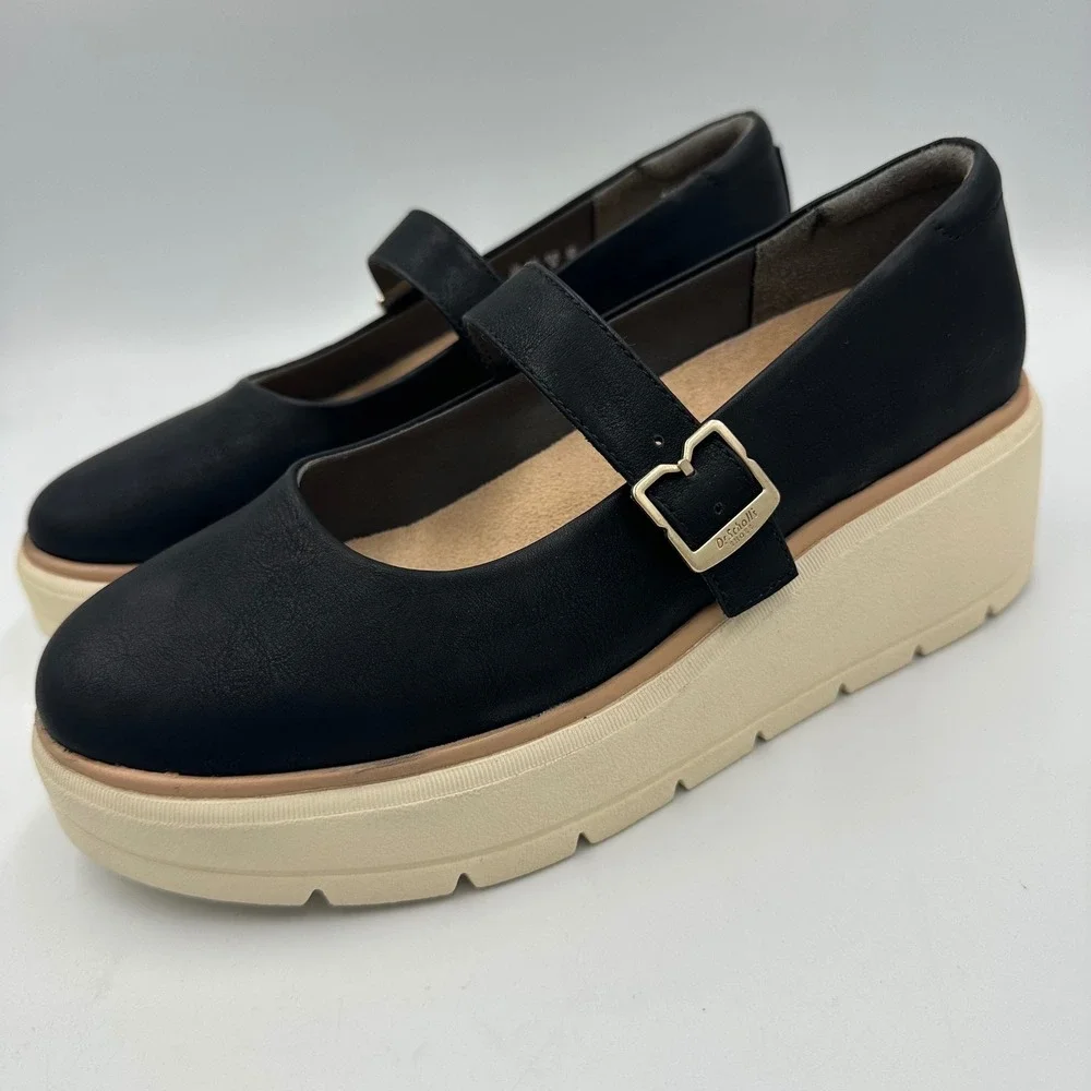 Dr. Scholl's Nice Max MJ Mary Jane Black Platform Buckle Loafers Chunky Goth 8.5